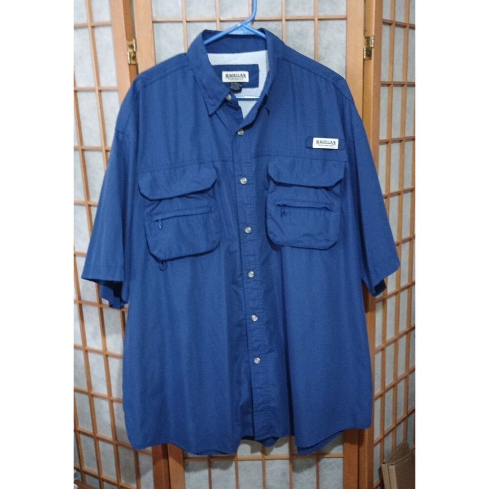 Magellan Outdoors San Luis Pass II Fishing Shirt Men’s XXL – Royal Blue Dri-Rele
